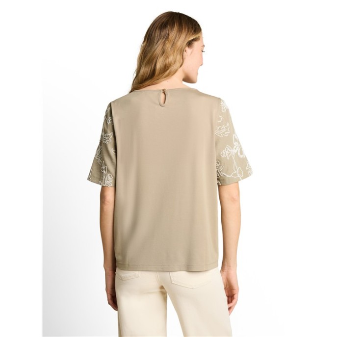 Tom Tailor dames T-shirt 1052152 borduring Kaki